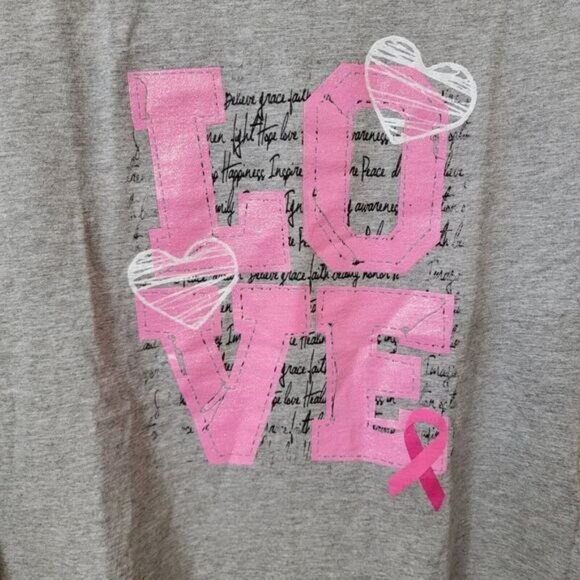 National Breast Cancer Foundation T Shirt Long‎ Sleeve Womens Large 12-14 LOVE - Picture 2 of 6